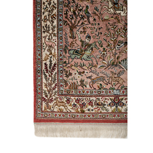 Alfombra de Seda Anudada a Mano Gulmarg, Diseño Floral Rojo y Naranja, Rectangular, para Sala de Estar, Modelo Puzzle-Pae-6436 - Product Image 4
