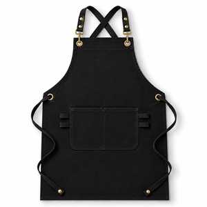 Tablier classique jaune en toile 100 % coton écologique avec taille ajustable et poche avant pour la cuisine, le jardinage et le barbecue - Product Image 4