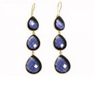 Boucles d'oreilles en forme de poire en argent Sterling 925 avec saphir d'eau et Quartz - Product Image 1