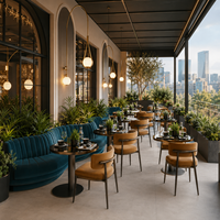 Nouvel ensemble table et chaises de restaurant en bois durable pour hôtel, cuisine nordique, café et restaurant