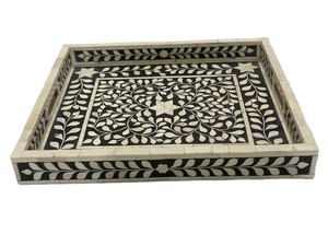 Bandeja con incrustaciones de hueso Royal Desert Bloom hecha a mano, tamaños personalizados, colores, lujosos motivos árabes para decoración refinada, uso como vajilla - Product Image 6