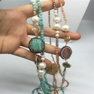 Collar de cuentas de resina de alto pulido para mujer, colores personalizados, cadena de hilo Vintage religioso, Perla de diamante, joyería de nuevo diseño - Product Image 4