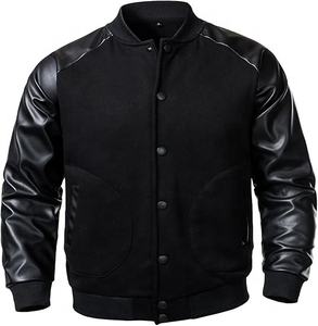 Blouson universitaire croisé personnalisé pour homme en polyester/coton, chaud, avec logo brodé et imprimé, imperméable, vente en gros - Product Image 1
