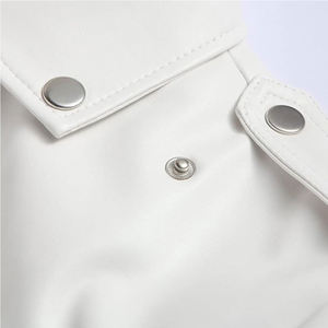 Veste de moto en cuir blanc de haute qualité pour femmes, vêtements d'extérieur abordables, élégants et confortables pour l'automne et l'hiver - Product Image 2