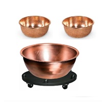 Avec support en cuir souple Cuvette de pédicure martelée en cuivre avec support pour spa Pied Soak Pedicure Handmade Metal Foot Bath Bowl