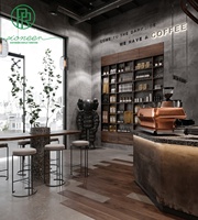 Meubles de comptoir de café commercial moderne, sièges de salon, table et chaises de salle à manger, design pour centres commerciaux et hôtels avec panneau