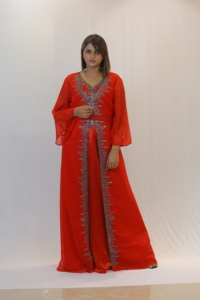 Wedding Party <b>Dress</b> for <b>Women</b> Elegant Modest Fully Hand Embroidered Beaded <b>Kaftan</b> with Full Sleeves - Product Image 4
