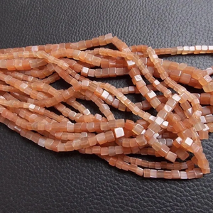 4mm 5mm Natural Peach Moonstone Smooth Cube Box Loose Beads Wholesale Price Moonstone <b>Birth</b> <b>Stone</b> Beaded <b>Necklace</b> Jewelry Set - Product Image 4