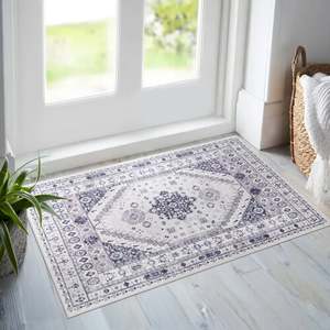 Ensemble de tapis de sol lavables Netline KELIM2001, design floral beige moderne, Home Rugs Depot - Product Image 5
