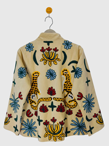 Hand Embroidered Floral Pattern Mandarin Collar Jacket Full Sleeve Plus Size Women'<b>s</b> Spring Wear Cotton Boho Chic Style - Product Image 5