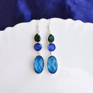Pendientes de Piedras Multicolores de Topacio Azul Suizo Facetado, Pendientes Colgantes de Cristal Chapados en Plata 925, Joyería Boho Hecha a Mano, Regalo para Ella - Product Image 6