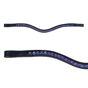 Superbe bride de cheval incurvée en U violet étincelant à une rangée de cristal en cuir neuf avec une rangée de cristal fabriqué en Inde - Product Image 1