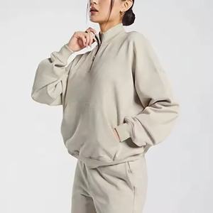 Chándales recortados de lana de algodón 100% de alta calidad para mujer, ropa informal cómoda de Color para el sudor, chándales para mujer - Product Image 1
