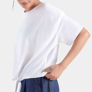 Camisetas de moda de verano para mujer, camisetas de manga corta 100% algodón de punto personalizado, venta al por mayor, diseño de gran tamaño en blanco - Product Image 2