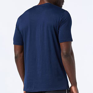 T-shirt homme bleu marine foncé uni décontracté coupe classique à manches courtes col rond basique - Product Image 6