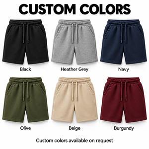 <b>Men's</b> Off-<b>white</b> Solid Fleece <b>Shorts</b> with Elastic Waist and Drawstring 100% Cotton Street Style Breathable Eco-Friendly Pockets - Product Image 4