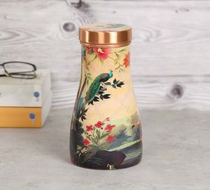 Meilleure vente Bouteille d'eau en cuivre pur imprimé avec couvercle pour la maison, la salle de sport, le bureau et l'extérieur au prix de gros - Product Image 5