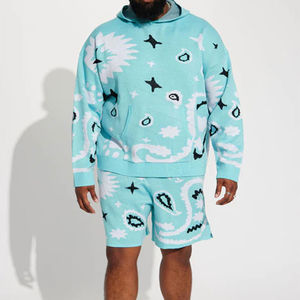 Nouveauté 2025, ensembles de survêtements unisexes à capuche et shorts, style vintage délavé à l'acide, imprimés à l'écran, pour hommes - Product Image 3