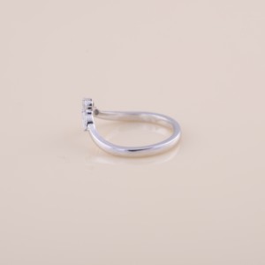 IGI Certified Marquise Diamond V-Shaped Contour <b>Ring</b> in 14K White / Rose & Yellow Gold - Product Image 3