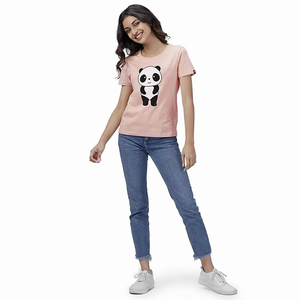 เสื้อยืดแขนสั้นสำหรับผู้หญิงเสื้อยืดแฟชั่นคอกลมสำหรับผู้หญิงเสื้อสีอ่อน - Product Image 3