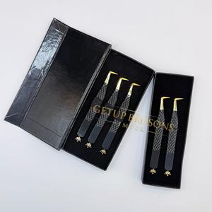 Pestañas Antiestáticas GETUP BROSONS IMPEX de Acero Inoxidable, Color Negro Liso con Punta Dorada y Diseño de Corona Recortada, 10 mm - Product Image 4