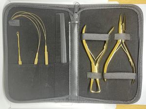 Pince à micro-anneaux Obexa en acier inoxydable doré, couleur personnalisée, 100g, avec aiguille et peigne pour salon de coiffure - Product Image 1