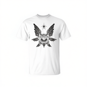 Angel Seraphim <b>Gothic</b> Edgy T-<b>Shirt</b> With Winged Eye Design Unisex Fit - Product Image 2