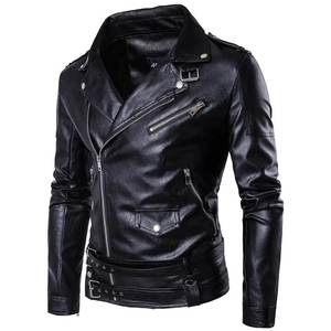 Autumn Winter Unisex Casual Zipper <b>Leather</b> <b>Jacket</b> Slim <b>Long</b> Sleeve Stand Collar Waterproof Breathable Fashion Motorcycle <b>Jacket</b> - Product Image 5