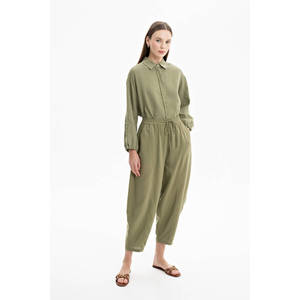 Khaki Relaxed Fit Casual <b>Harem</b> <b>Trousers</b> with Breathable Oxford Fabric - Product Image 1