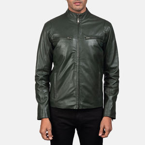 Créez votre propre veste en cuir pour homme de haute qualité avec col montant, en cuir de vache, manches longues, logo sur le devant - Style vintage - Product Image 1