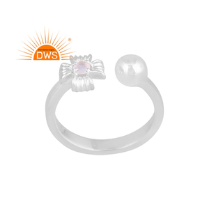 Latest Fine Sterling Silver Natural Rainbow <b>Moonstone</b> Gemstone Adjustable Ring Custom Jewelry Manufacturer - Product Image 1