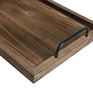 Ensemble de deux plateaux en bois modernes et antiques, plateau de serveur avec poignée en métal pour mariages, plateaux de vente chauds Diwali - Product Image 3