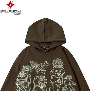 Sudadera con capucha de algodón con parche desgastado de peso pesado gráfico personalizado, ropa de calle Vintage lavada con ácido, talla 6XL, forro polar sin estampado de cuerdas - Product Image 2