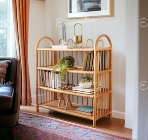 Environmentally Friendly Natural Bamboo Cane 3 <b>Shelves</b> Floor Storage Holder <b>Book</b> Storage Shelf Safe <b>for</b> School and Living Room - Product Image 6