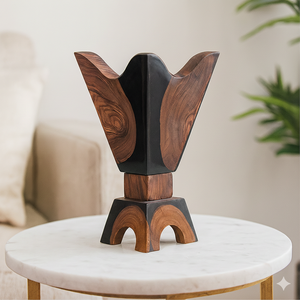 Brûleur à Bakhoor Artisanal Moderne en Bois, Forme Sculpturale Audacieuse, Grain Naturel Riche, Écologique, Fait Main, Style Religieux Arabe - Product Image 1