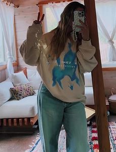 เสื้อฮู้ดผู้หญิงพิมพ์ลายกราฟิก ซิปหน้า สไตล์ลำลอง โอเวอร์ไซส์ แขนยาว สตรีทแวร์ ผ้าฝ้ายฟลีซ 100% กันลม - Product Image 6