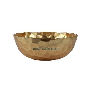 Cuenco dorado decorativo Cuenco de metal para servir alimentos Cuenco de diseño martillado Chapado en color dorado para el hogar Restaurante Hoteles al precio más bajo - Product Image 2