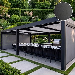 Pergola bioclimatique <span class=keywords><strong>de</strong></span> luxe en aluminium pour extérieur, avec toit à lames orientables motorisées 3x4, télécommande, en alliage, écran LED en plastique - Product Image 1