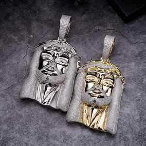 เครื่องประดับ925ชุบทองทองเหลืองชุบทองขนาดใหญ่สไตล์วินเทจเครื่องประดับฮิปฮอปแร็ปเปอร์-จี้เพชร CZ เพชรมอสซาไนต์ของผู้ชาย - Product Image 2