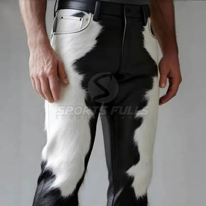 Pantalon en cuir de vachette véritable pour hommes, fabriqué à la main - Product Image 3