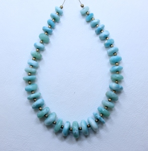 Cuentas de piedras preciosas de Larimar natural, forma de neumático suave, cuentas sueltas de 6X10MM, 7 pulgadas aprox. Longitud - Product Image 3