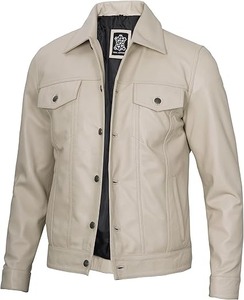 Chaqueta de Cuero para Hombre Mono Riders, Estilo Camionero Vintage, Piel de Cordero Auténtica, Transpirable, Cuello Alto, Cierre de Cremallera, Forro de Piel Sintética - Product Image 2