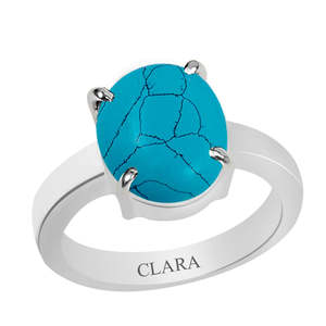 Anillo de Turquesa Natural Certificada, Corte Ovalado, Línea Firoza, para Regalo - Product Image 1