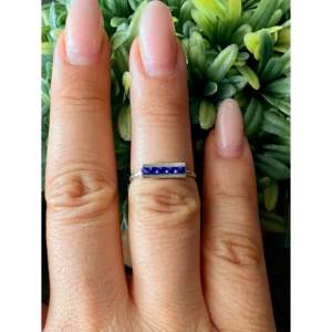 Sterling <b>Silver</b> Bar <b>Ring</b> Size 6.5 with Ruby and Zircon Gold Plated Fine Jewelry <b>for</b> <b>Men</b> - Product Image 2