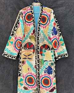 Chaqueta Larga Suzani de Algodón, Chaqueta de Diseño para Mujer, Hermoso Diseño - Product Image 1