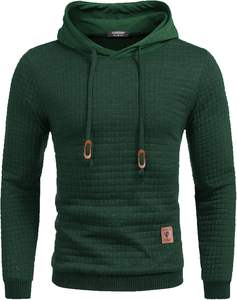 Sweat à capuche surdimensionné chaud d'hiver pour hommes pull en molleton de coton poche kangourou épaule tombante Style personnalisé - Product Image 3