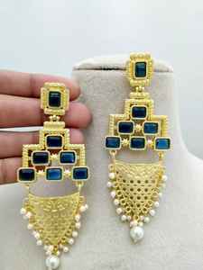 Heritage Kundan <b>Jhumkas</b> <b>Earrings</b> Set in Heavy Brass Made Bulk Product Customize Design Modern Pattern - Product Image 4