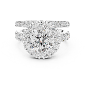 Anillo de Compromiso con Halo de Diamantes Cultivados en Laboratorio de 4.825 CT para Mujer, Corte Brillante Redondo, Claridad VVS-VS EF, Diamantes CVD, Oro de 18K, 14K, 10K - Product Image 1