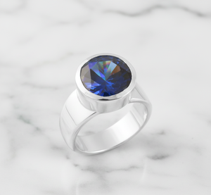 แหวนหมั้นเงินแท้ 925 ประดับบลูโทแพซทรงคลาสสิกสำหรับผู้หญิง เหมาะสำหรับงานปาร์ตี้ - Product Image 3