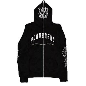 Nouveau design, sweat-shirts unisexes à capuche zippés, imprimé tête de mort, teint uni, qualité supérieure, grammage moyen, vêtements de sport stylés - Product Image 3